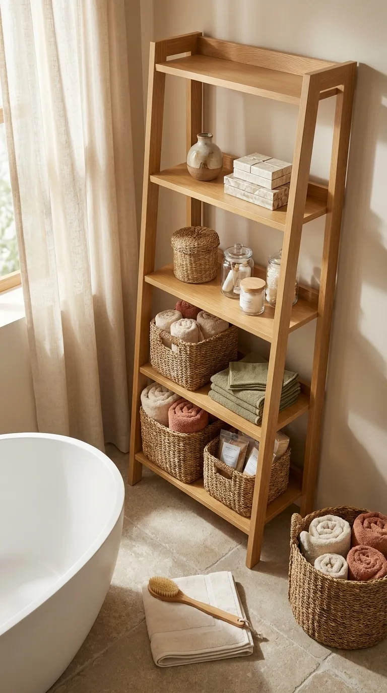bathroom shelf decor and storage ideas Woven Baskets for Clutter