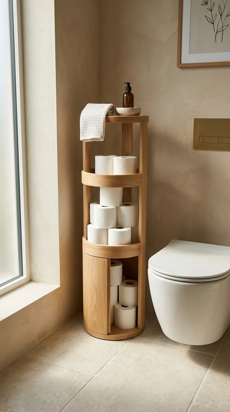 bathroom storage ideas without cabinets Build a Toilet Paper Tower