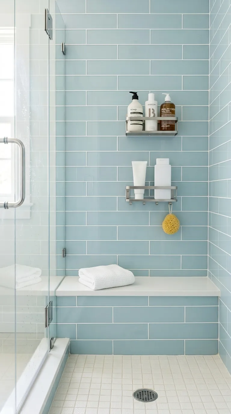 bathroom storage ideas without cabinets Create a Shower Caddy Wall