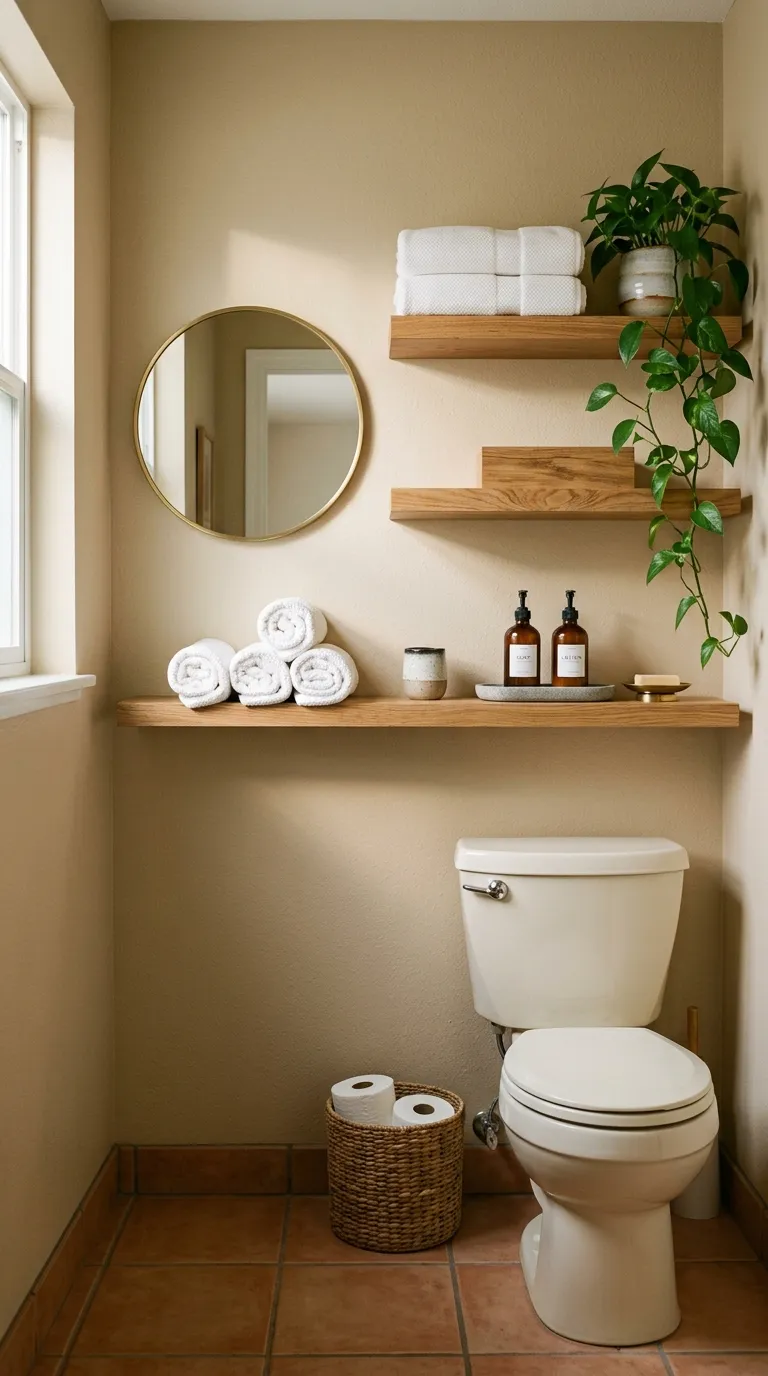bathroom storage ideas without cabinets Float Slim Wall Shelves