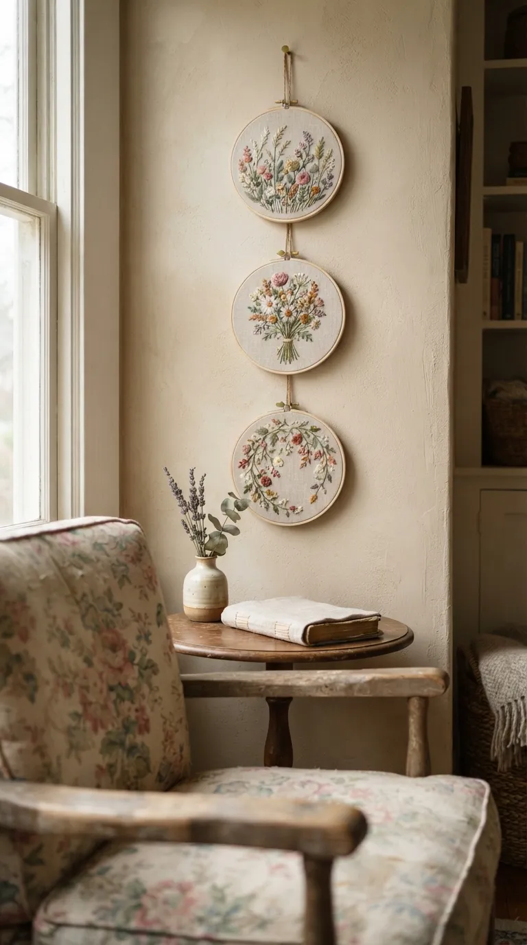 best cottagecore wall decor ideas Embroidered Wall Art