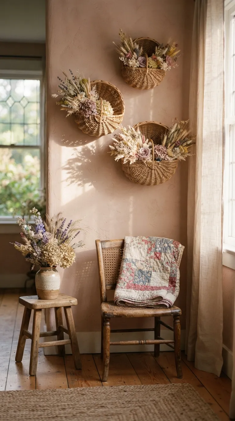best cottagecore wall decor ideas Floral Wall Baskets