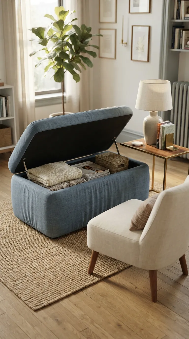 best furniture for small apartments Ottoman With Hidden Storage