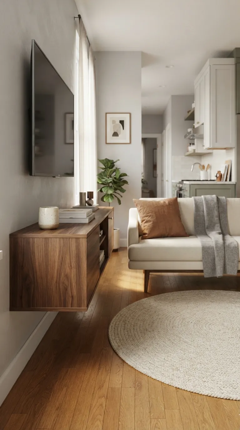 best furniture for small apartments Wall-Mounted Media Console