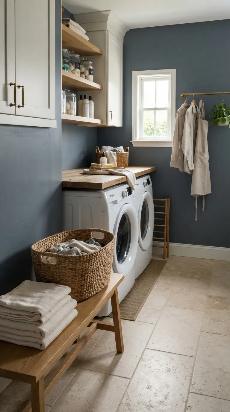 best paint colors for laundry rooms Muted Navy