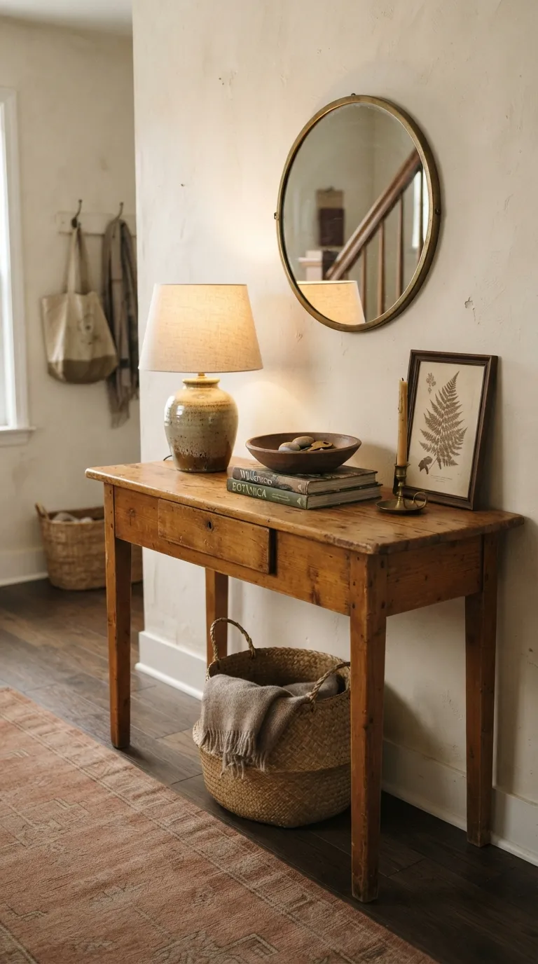 best thrifted vintage home decor ideas Aged Wood Console