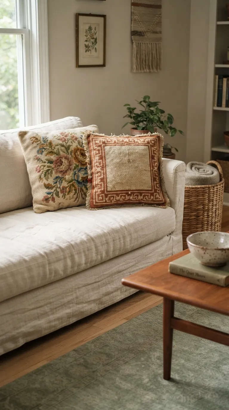 best thrifted vintage home decor ideas Needlepoint Pillows