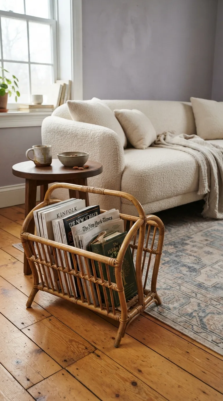 best thrifted vintage home decor ideas Rattan Magazine Rack