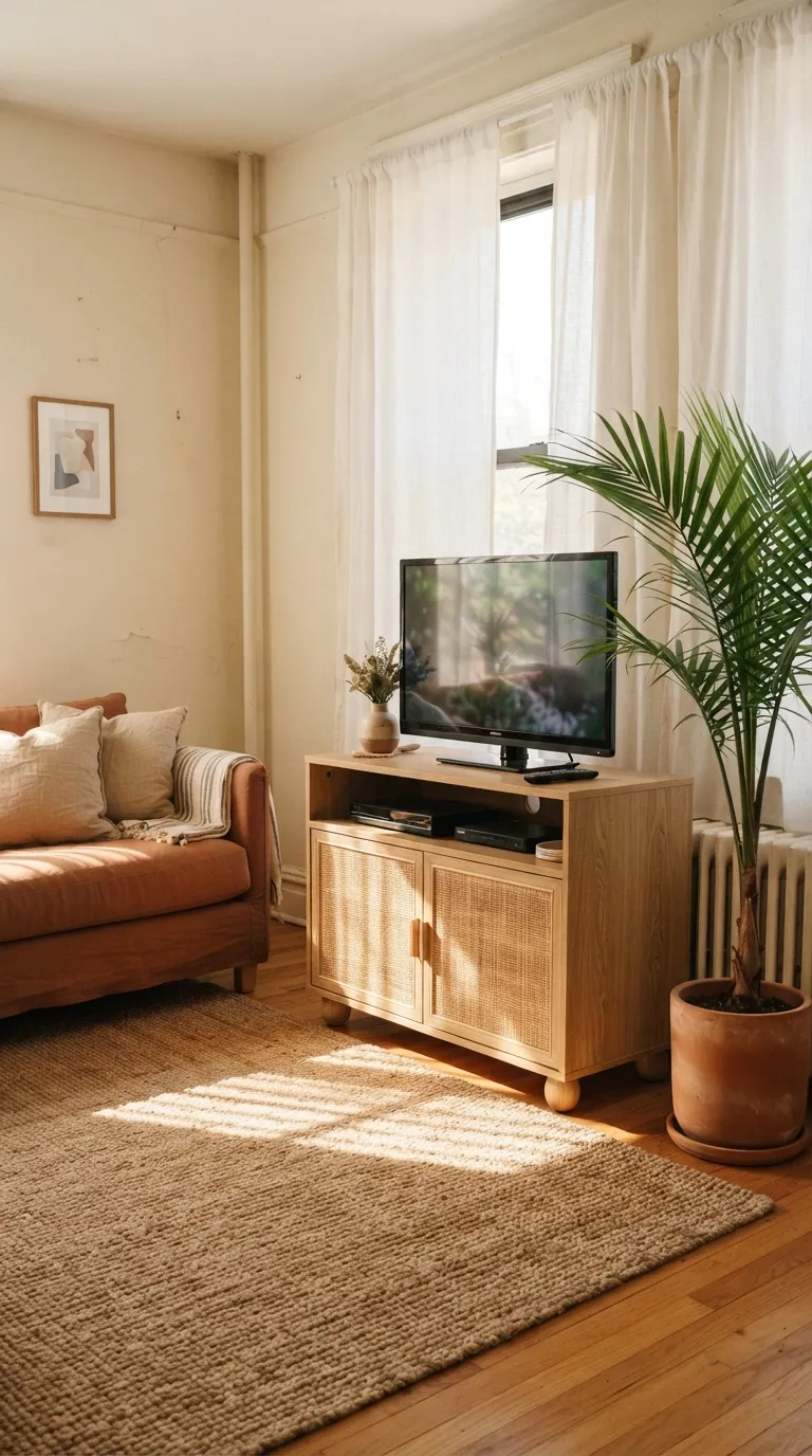 best tv stand ideas for apartments Rattan Door Stand