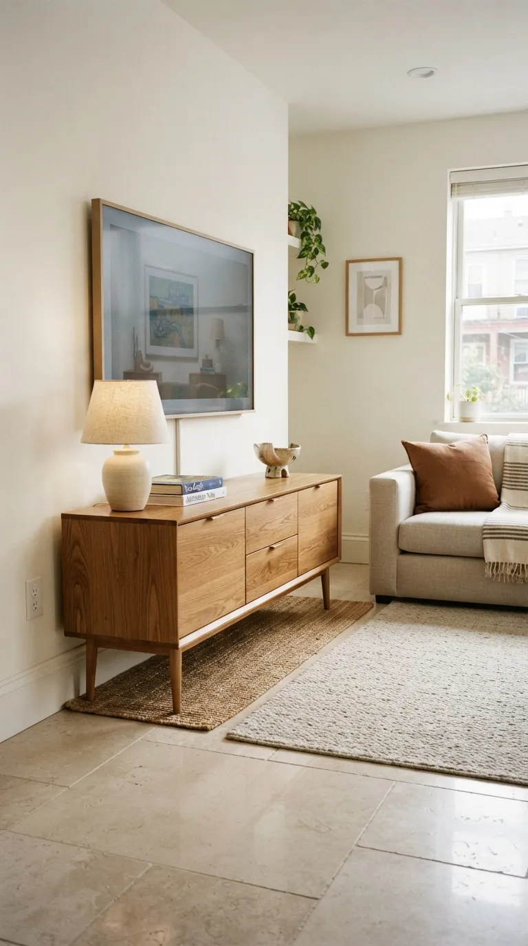 best tv stand ideas for apartments Slimline Wood Console