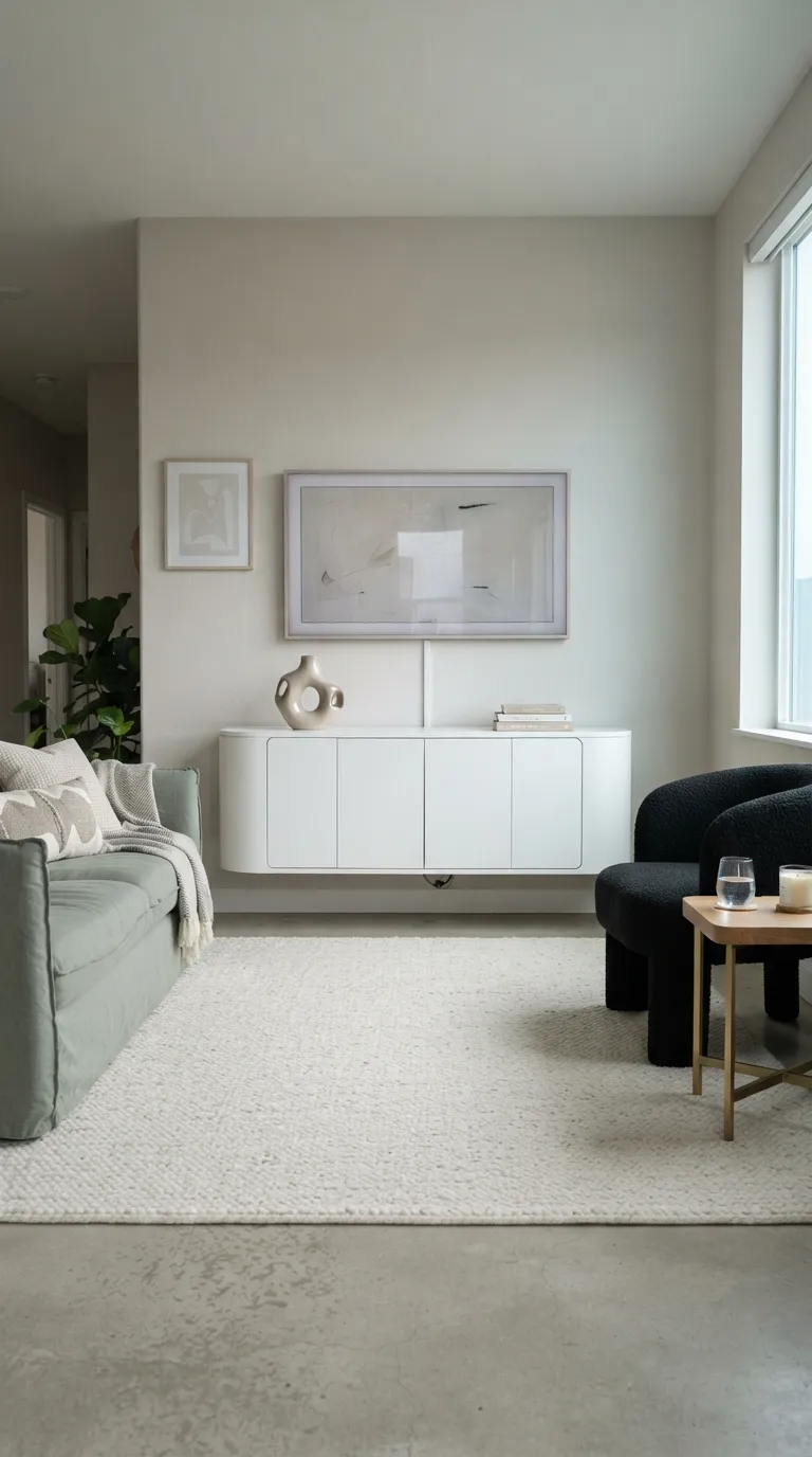 best tv stand ideas for apartments White Minimal Cabinet