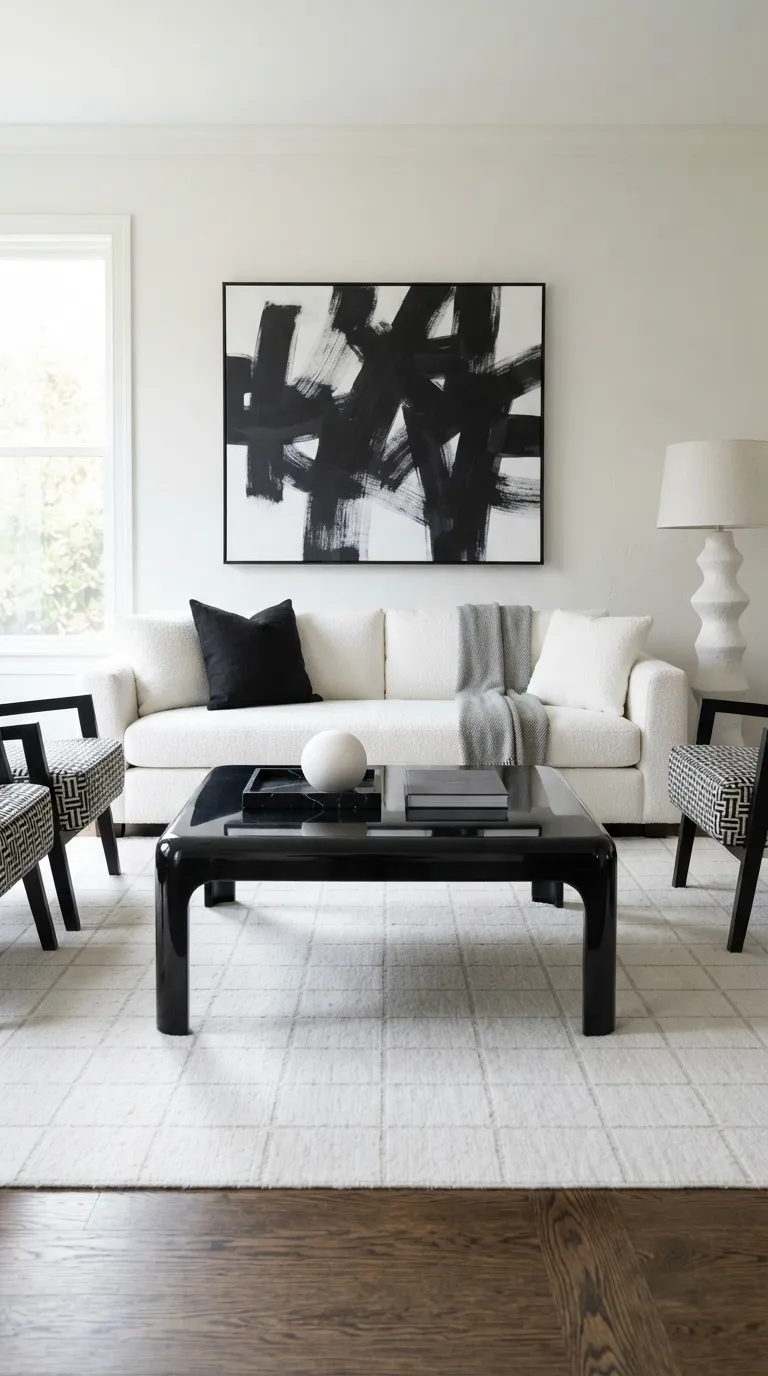 black modern coffee table living room ideas Create a Black-and-White Scheme