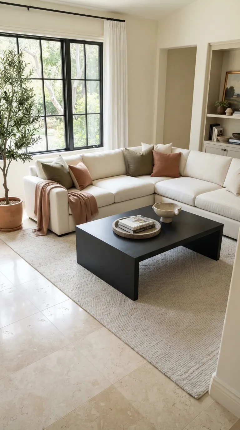 black modern coffee table living room ideas Frame It With a Sectional