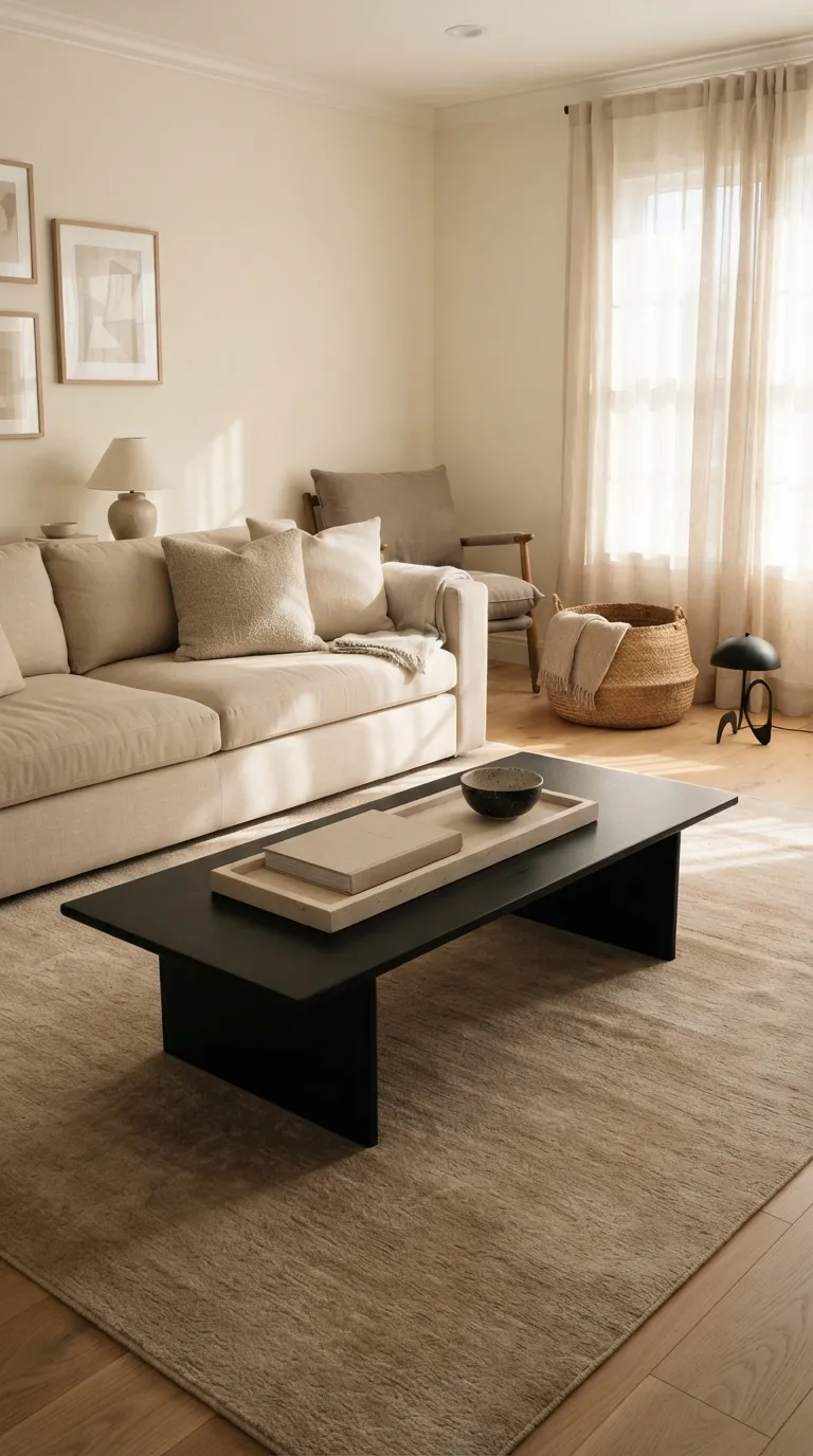 black modern coffee table living room ideas Pair Black With Beige