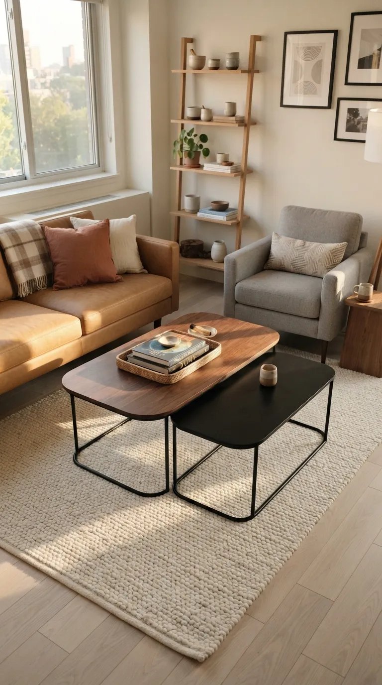 black modern coffee table living room ideas Try a Nesting Pair