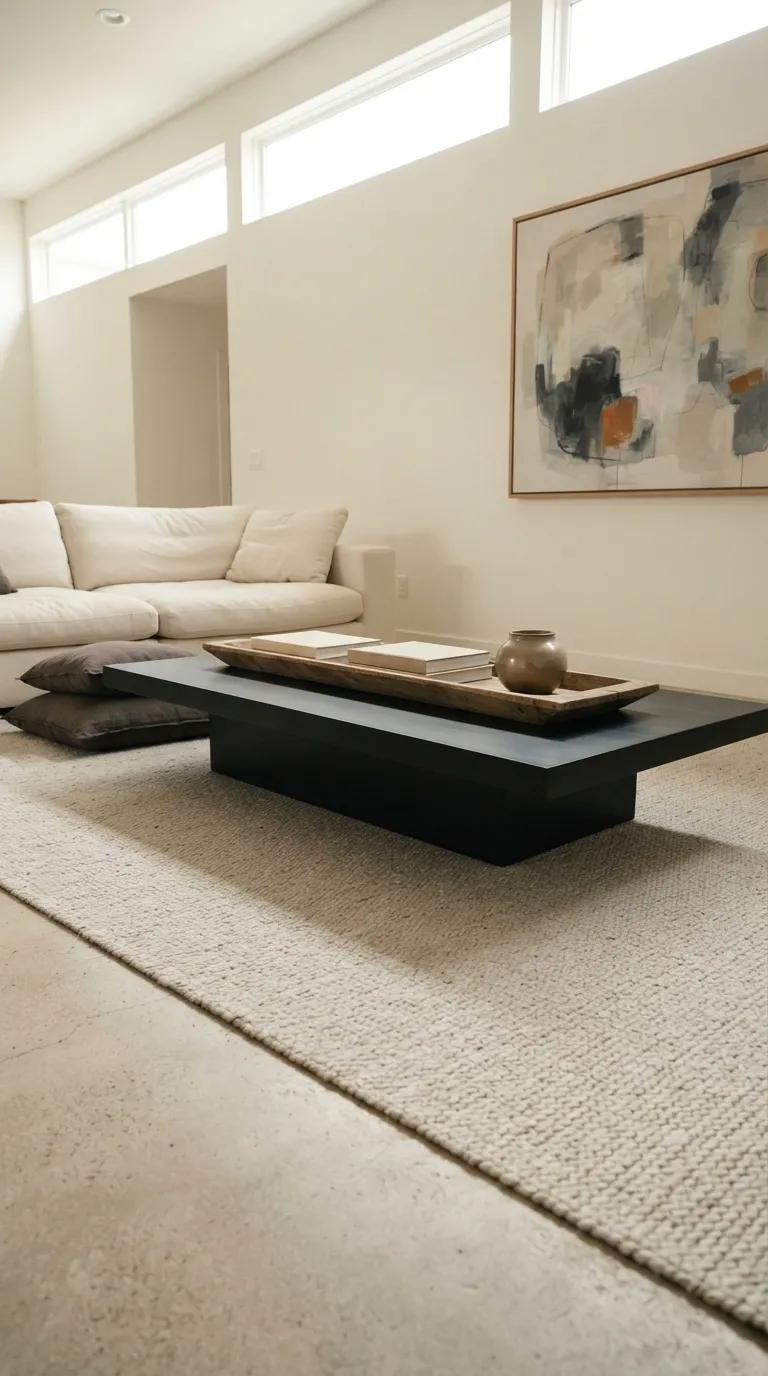 black modern coffee table living room ideas Use a Low Profile