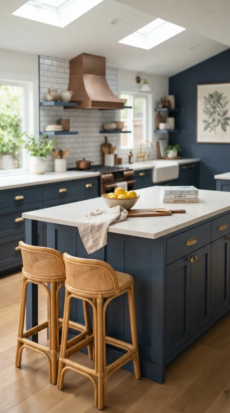 Color Drenching Kitchen Add Matching Color to the Island