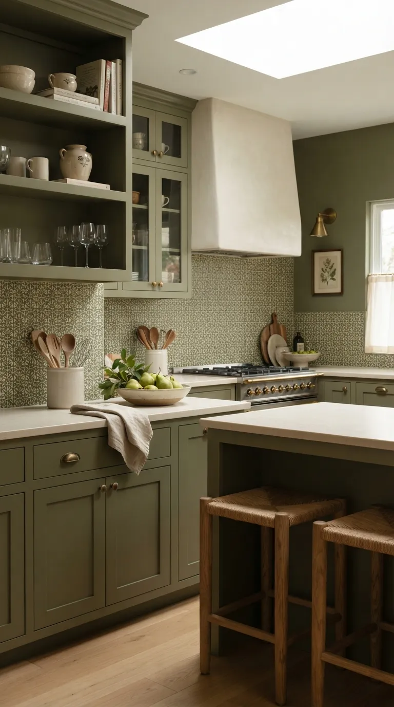 Color Drenching Kitchen Add Pattern Without Leaving the Color Family