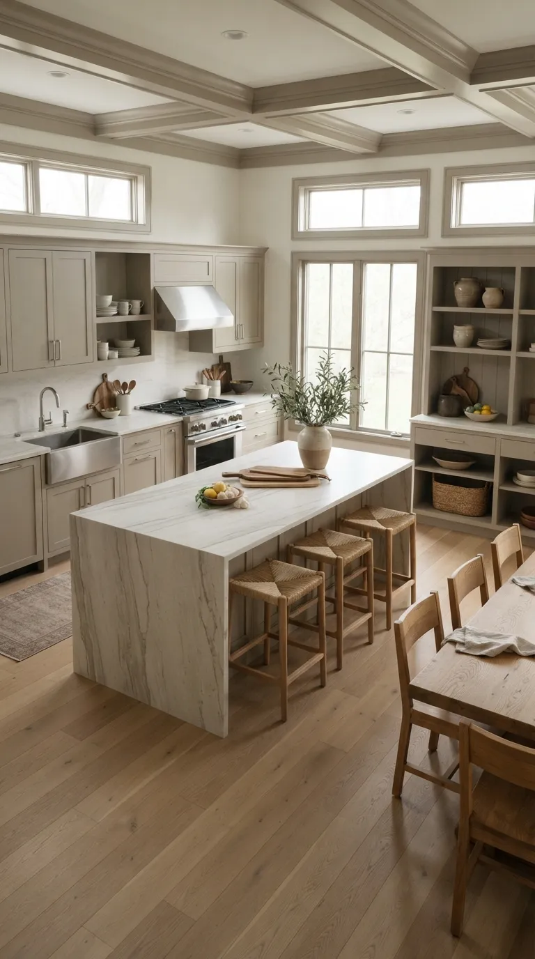 Color Drenching Kitchen Finish With a Soft Greige Palette