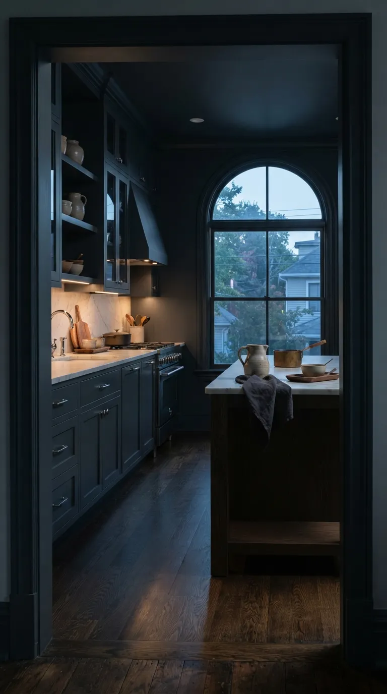 Color Drenching Kitchen Go Moody With Charcoal Blue
