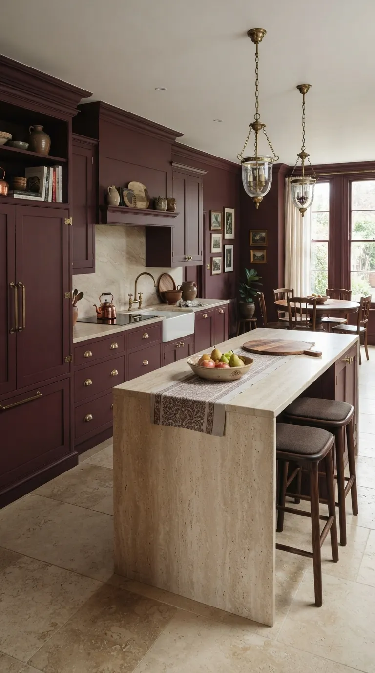 Color Drenching Kitchen Layer Burgundy for a Richer Kitchen