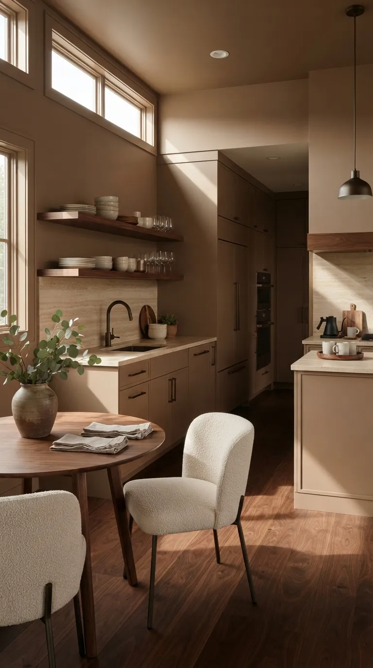 Color Drenching Kitchen Try a Warm Mushroom Brown