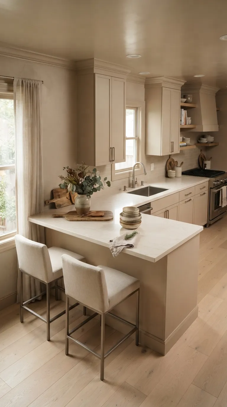 Color Drenching Kitchen Use One Color in Different Sheens
