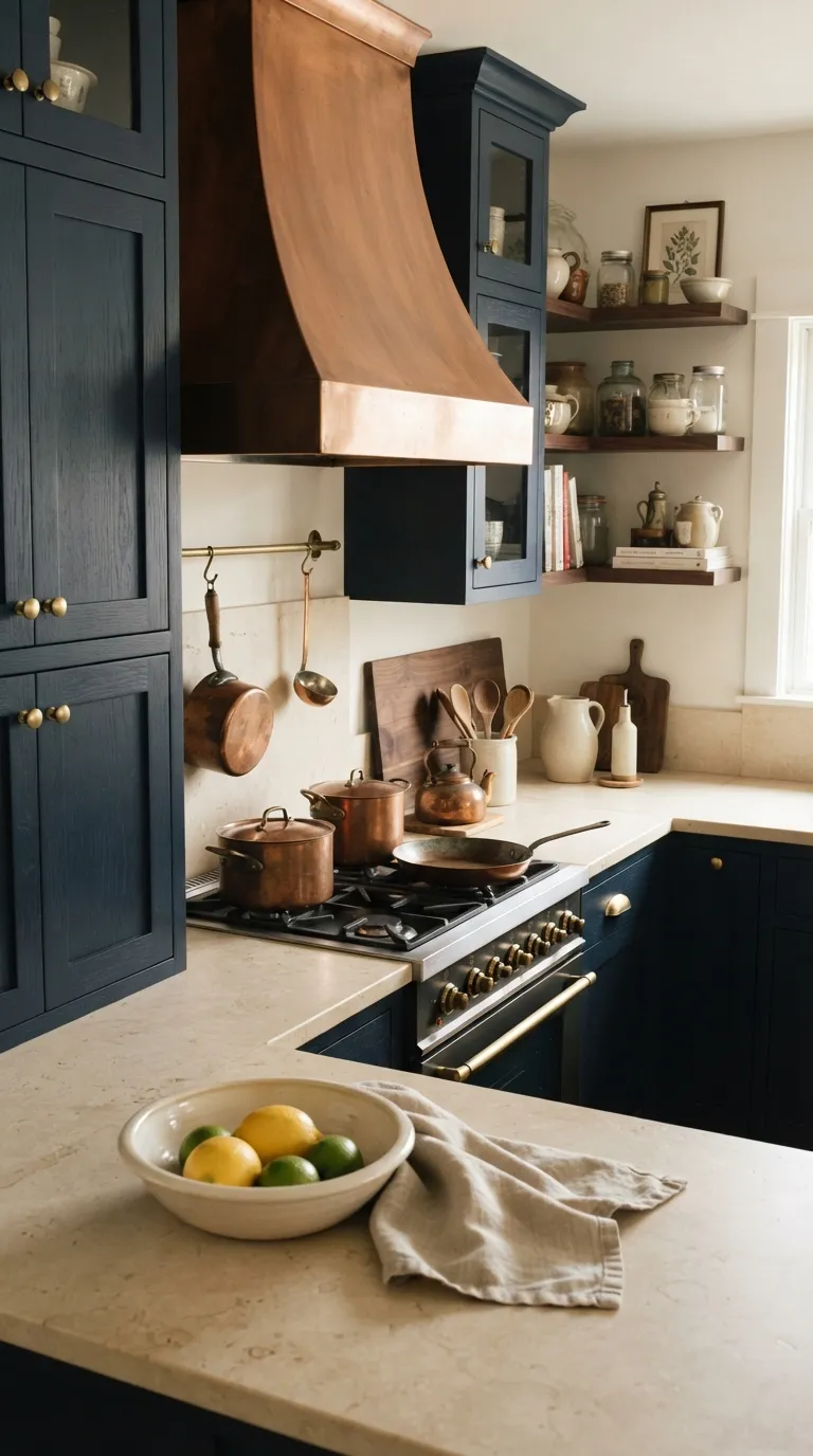 Dark Cottagecore Kitchen Aged Copper Accents