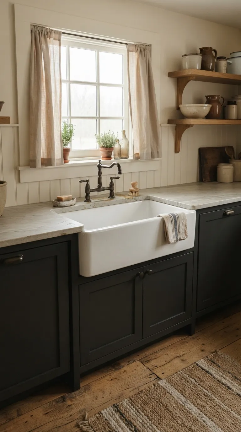 Dark Cottagecore Kitchen Farmhouse Sink
