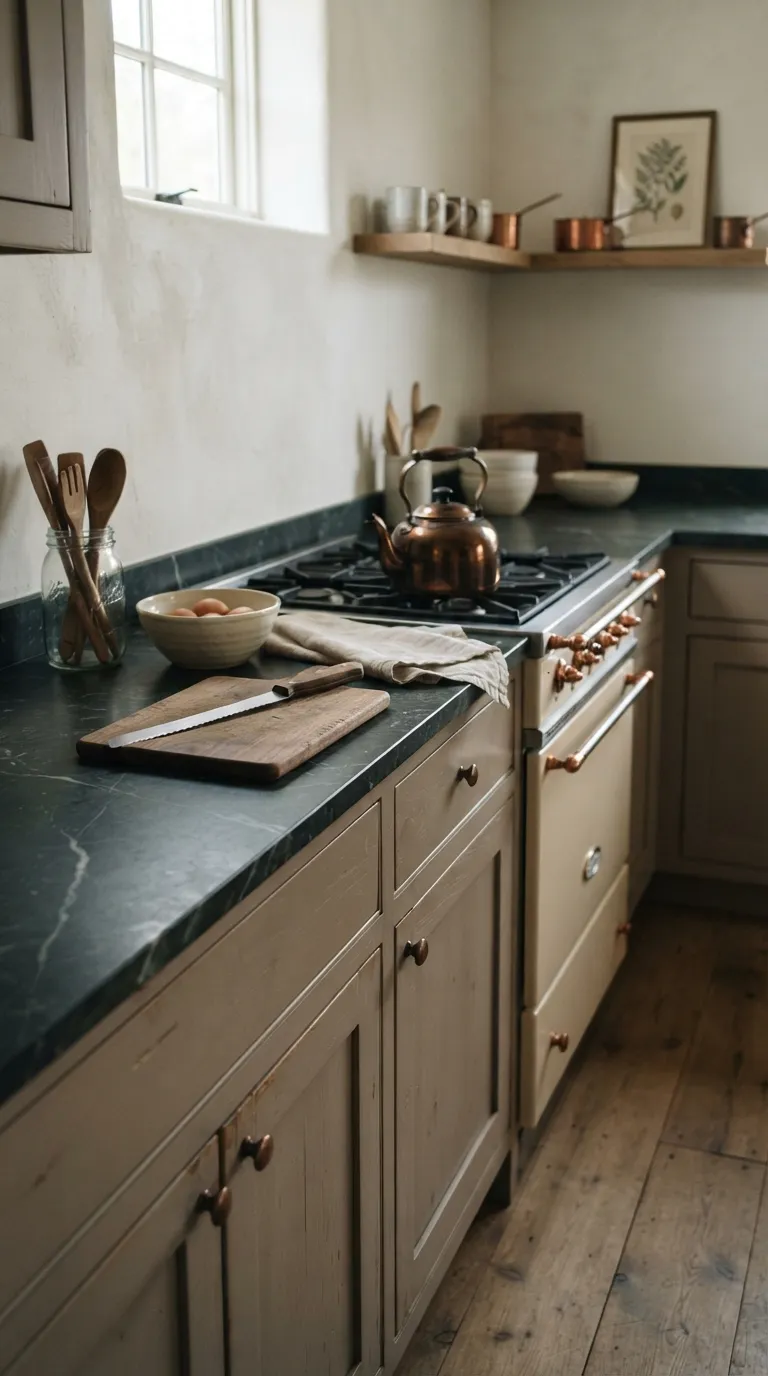 Dark Cottagecore Kitchen Moody Stone Countertops