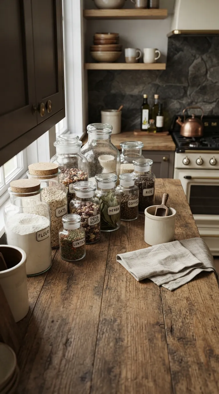 Dark Cottagecore Kitchen Vintage Apothecary Jars