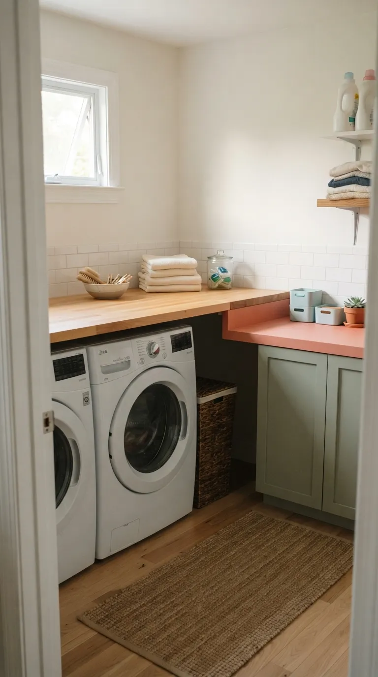 DIY laundry room countertop ideas Compact Corner Counter