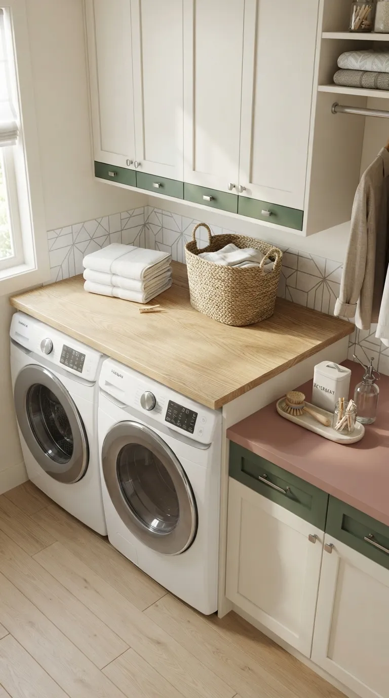 DIY laundry room countertop ideas Two-Tone Countertop