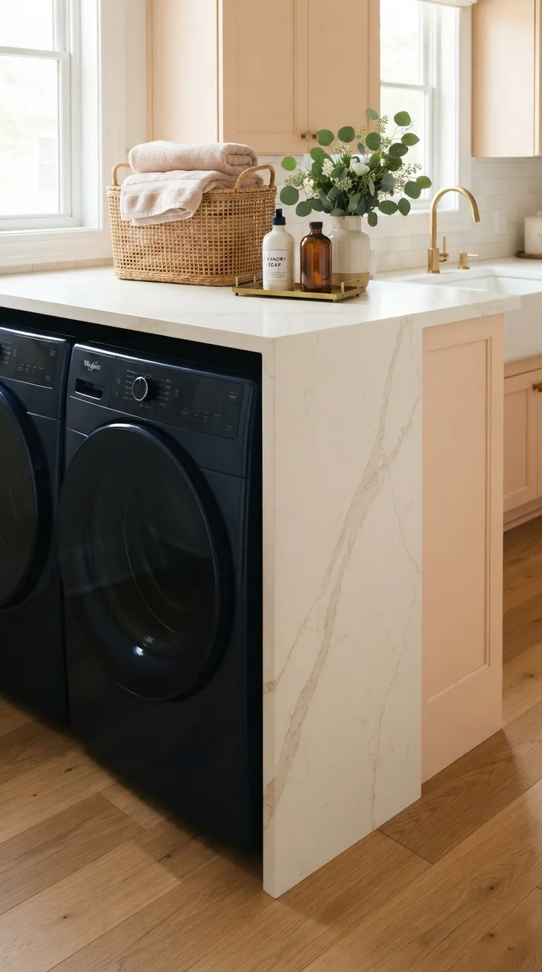 DIY laundry room countertop ideas Waterfall Edge Detail