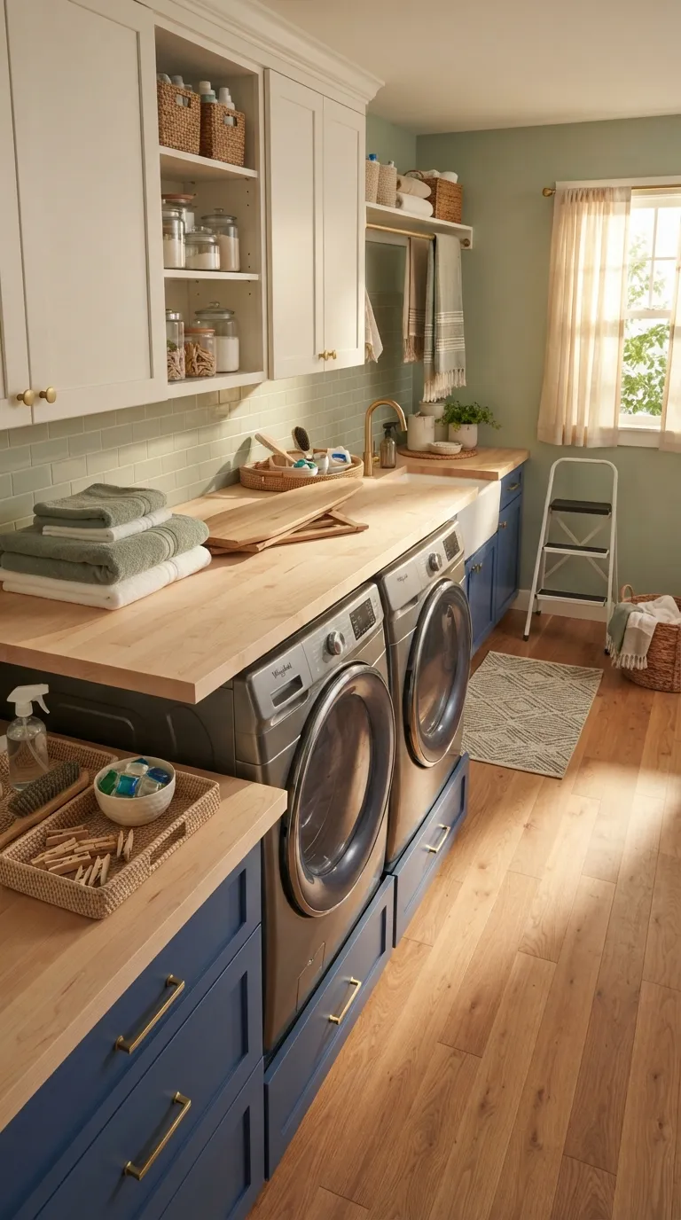 DIY laundry room countertop ideas Wide Folding Station