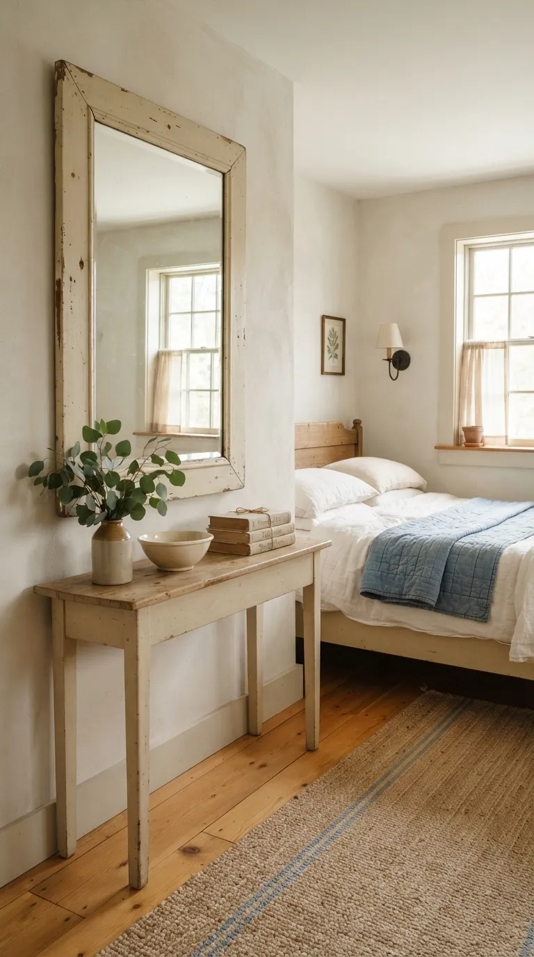 farmhouse guest room decorating ideas Antique Mirror