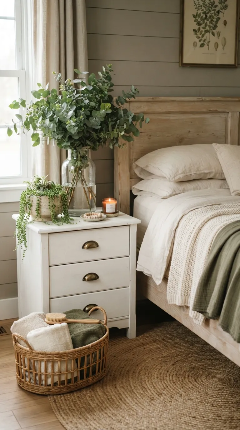 farmhouse guest room decorating ideas Fresh Greenery