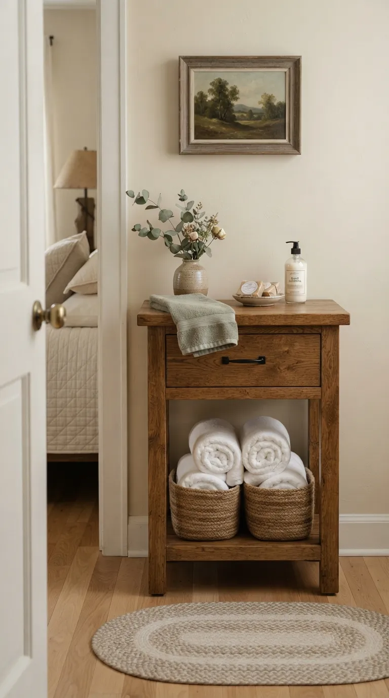 farmhouse guest room decorating ideas Guest Towel Station