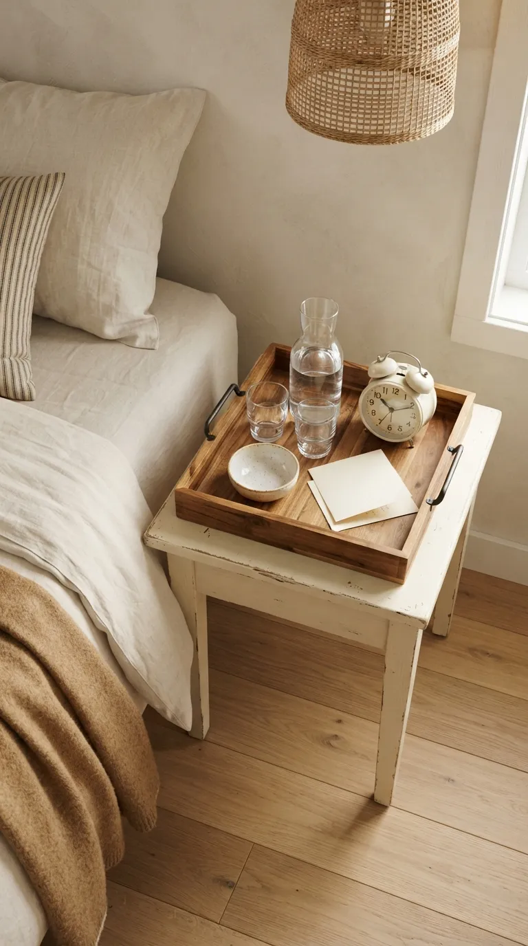 farmhouse guest room decorating ideas Practical Bedside Tray