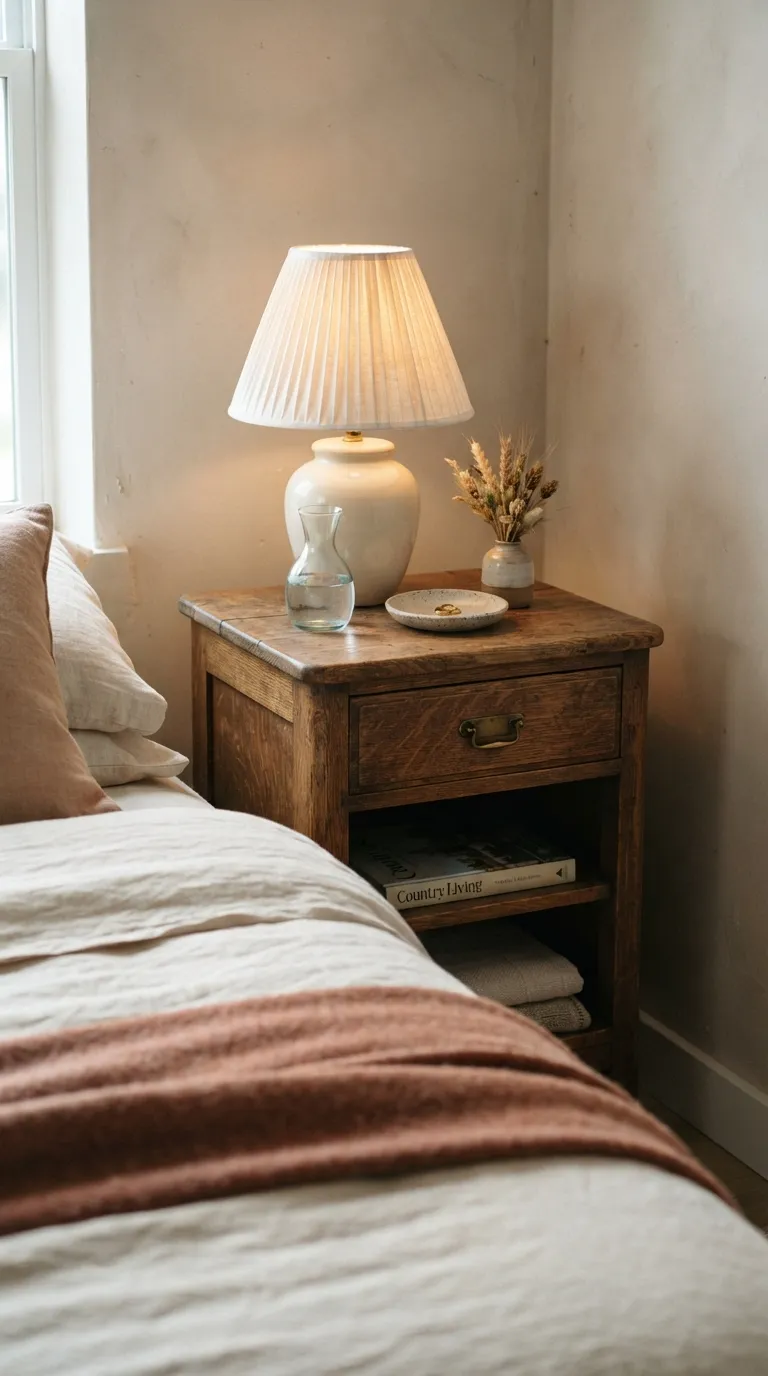 farmhouse guest room decorating ideas Vintage Nightstand