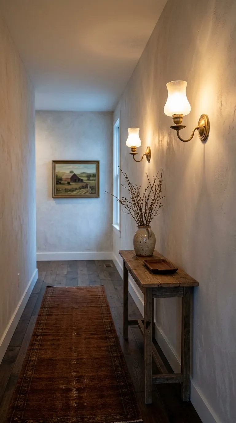 farmhouse hallway decor ideas Antique Brass Lighting
