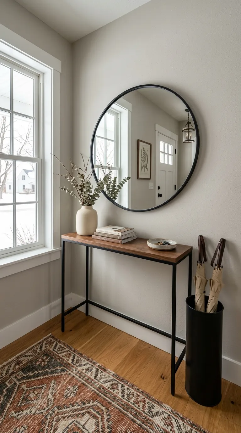 farmhouse hallway decor ideas Black Metal Contrast