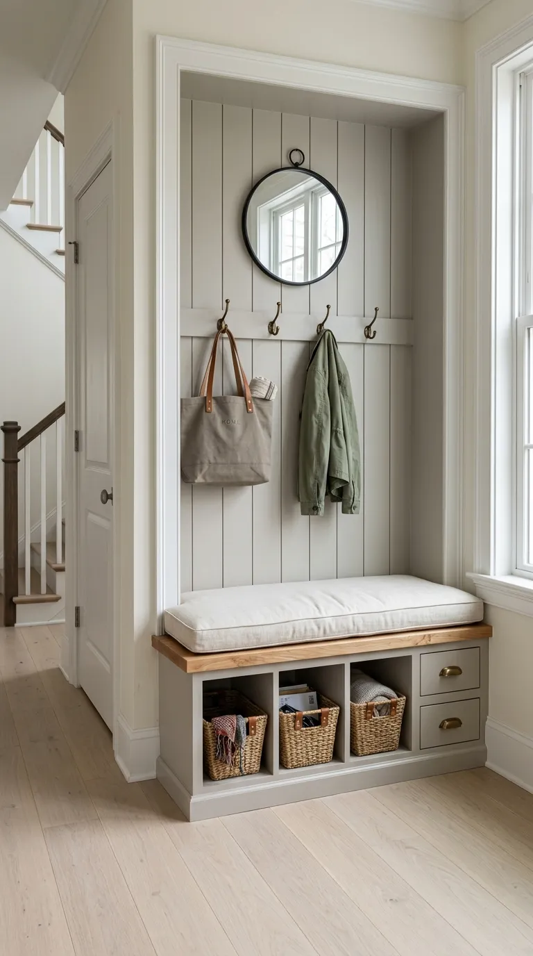 farmhouse hallway decor ideas Built-In Bench Nook