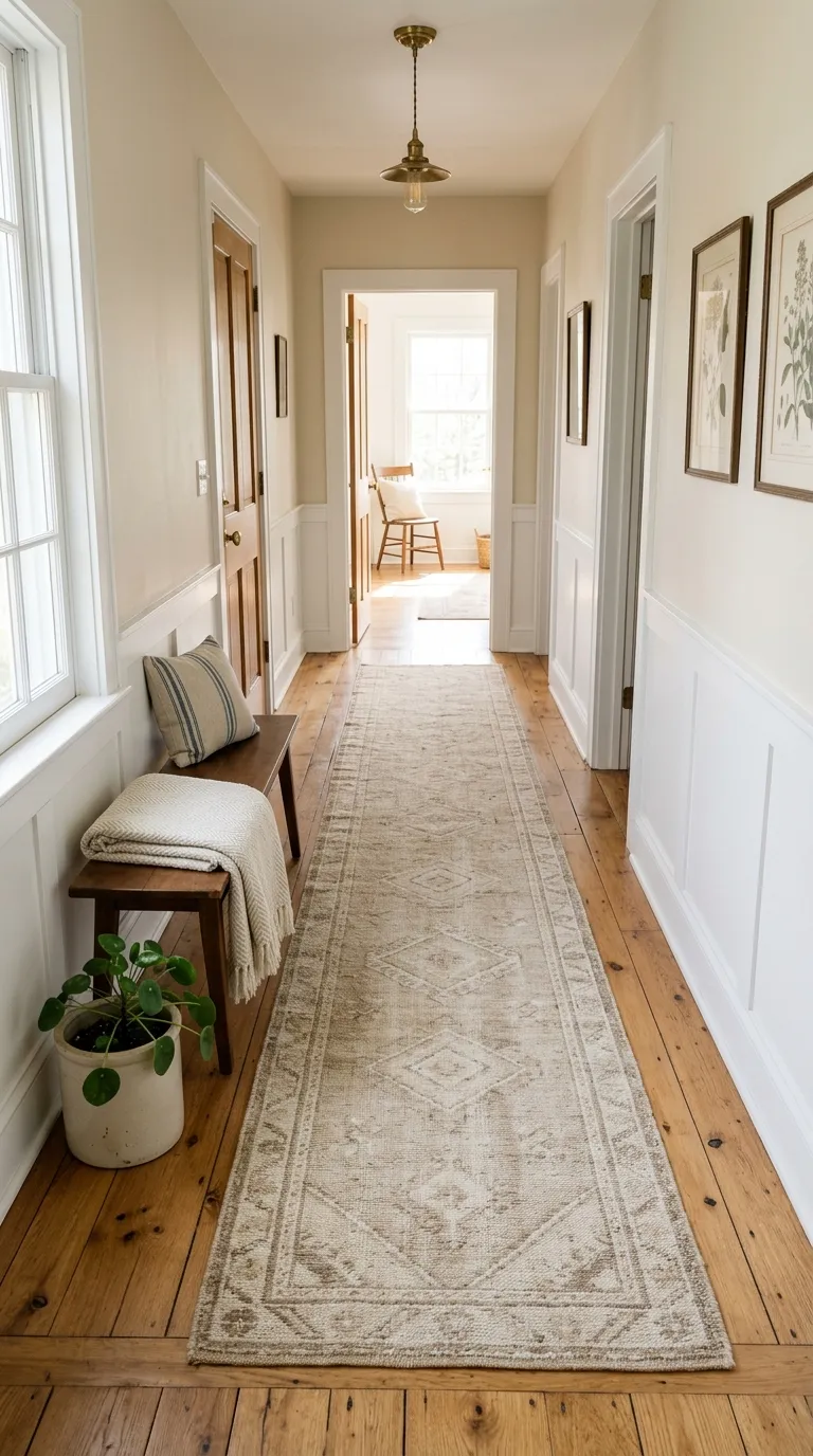 farmhouse hallway decor ideas Soft Neutral Runner