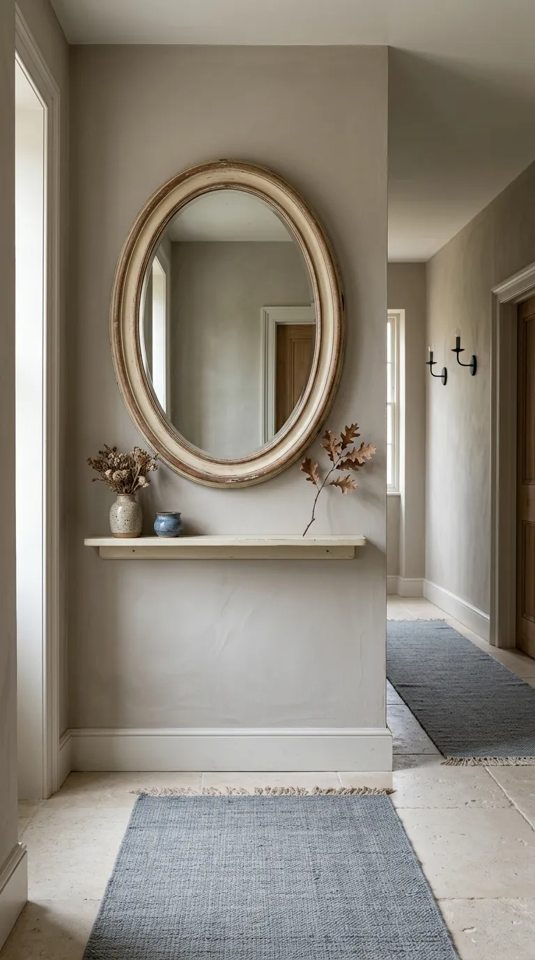 farmhouse hallway decor ideas Vintage Mirror Focus