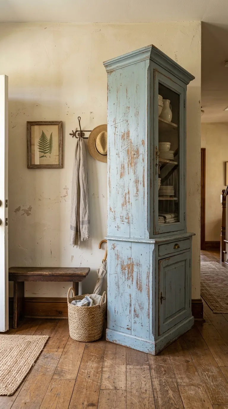 French country vintage decor ideas Distressed Painted Cabinets
