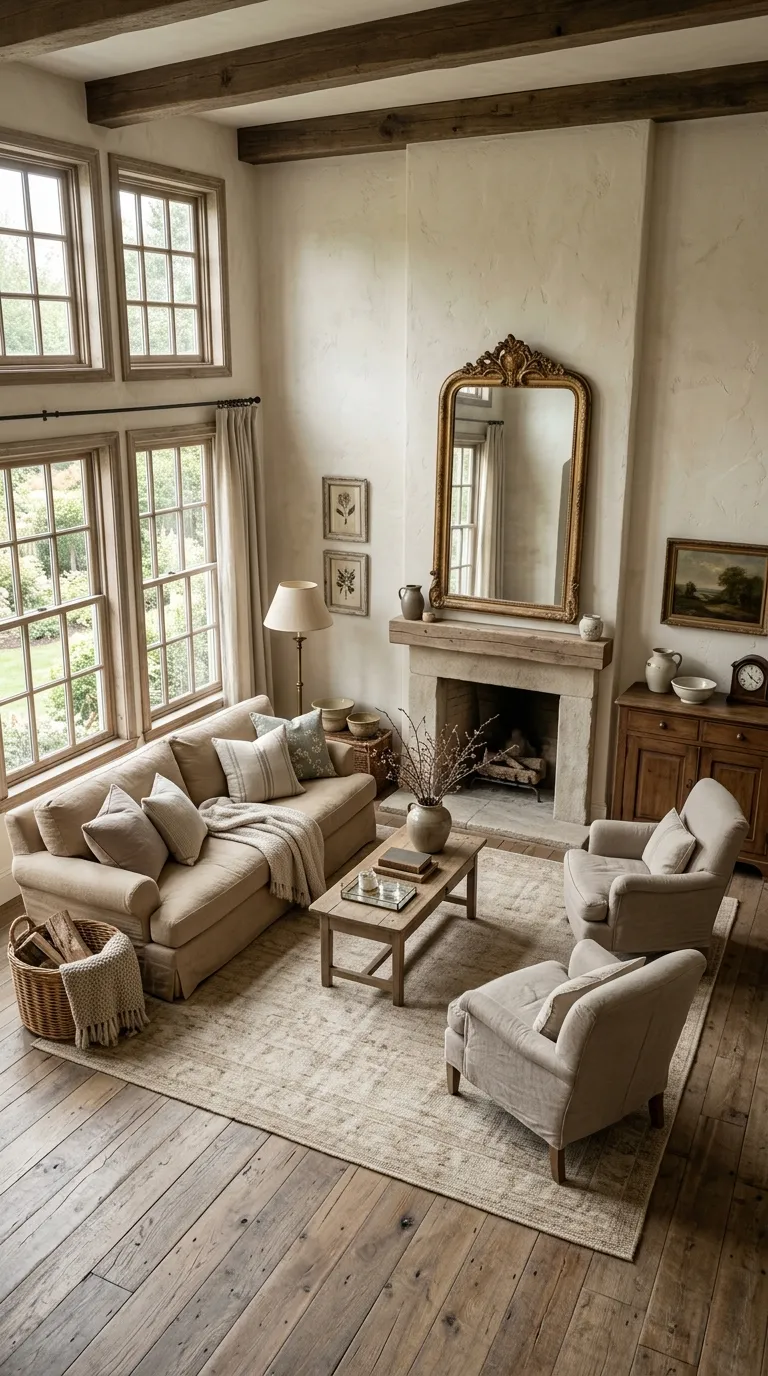 French country vintage decor ideas Layered Neutral Tones