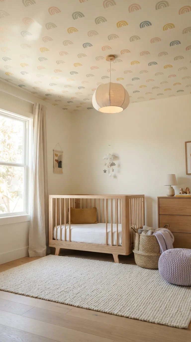 gender neutral nursery decor ideas Colorful Ceiling Treatment