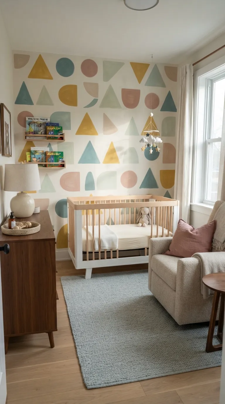 gender neutral nursery decor ideas Geometric Wall Pattern