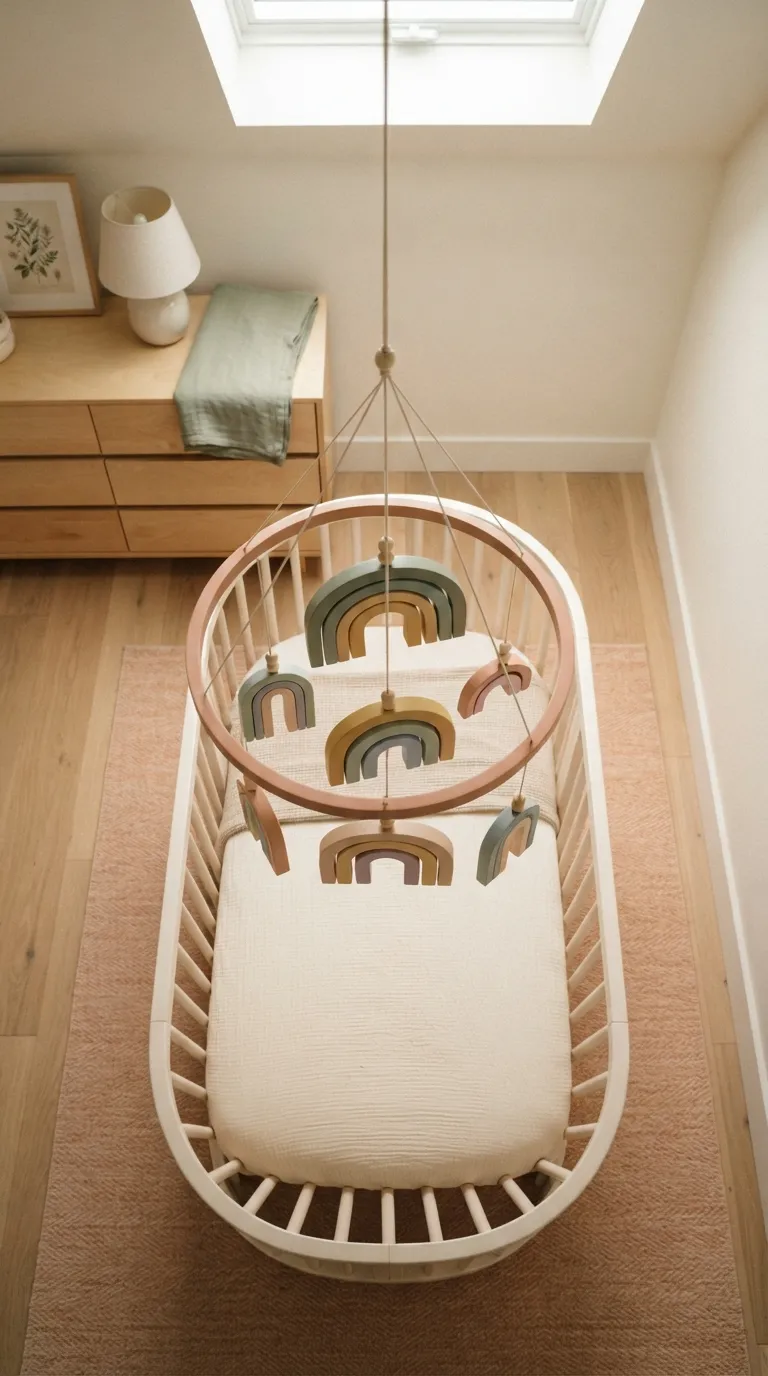 gender neutral nursery decor ideas Muted Rainbow Mobile